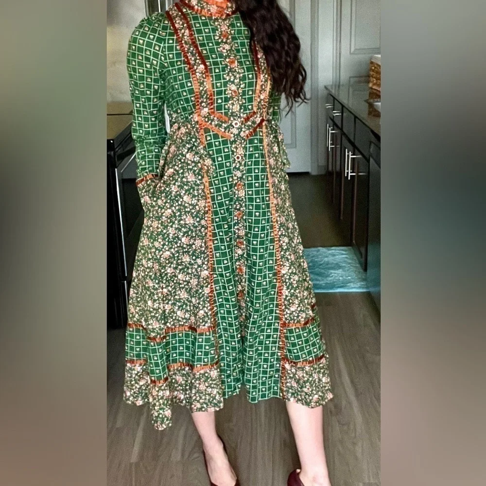 GUNNE SAX Green Floral  Prairie Dress - Picture 10 of 11